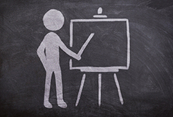 Chalk board with training icon